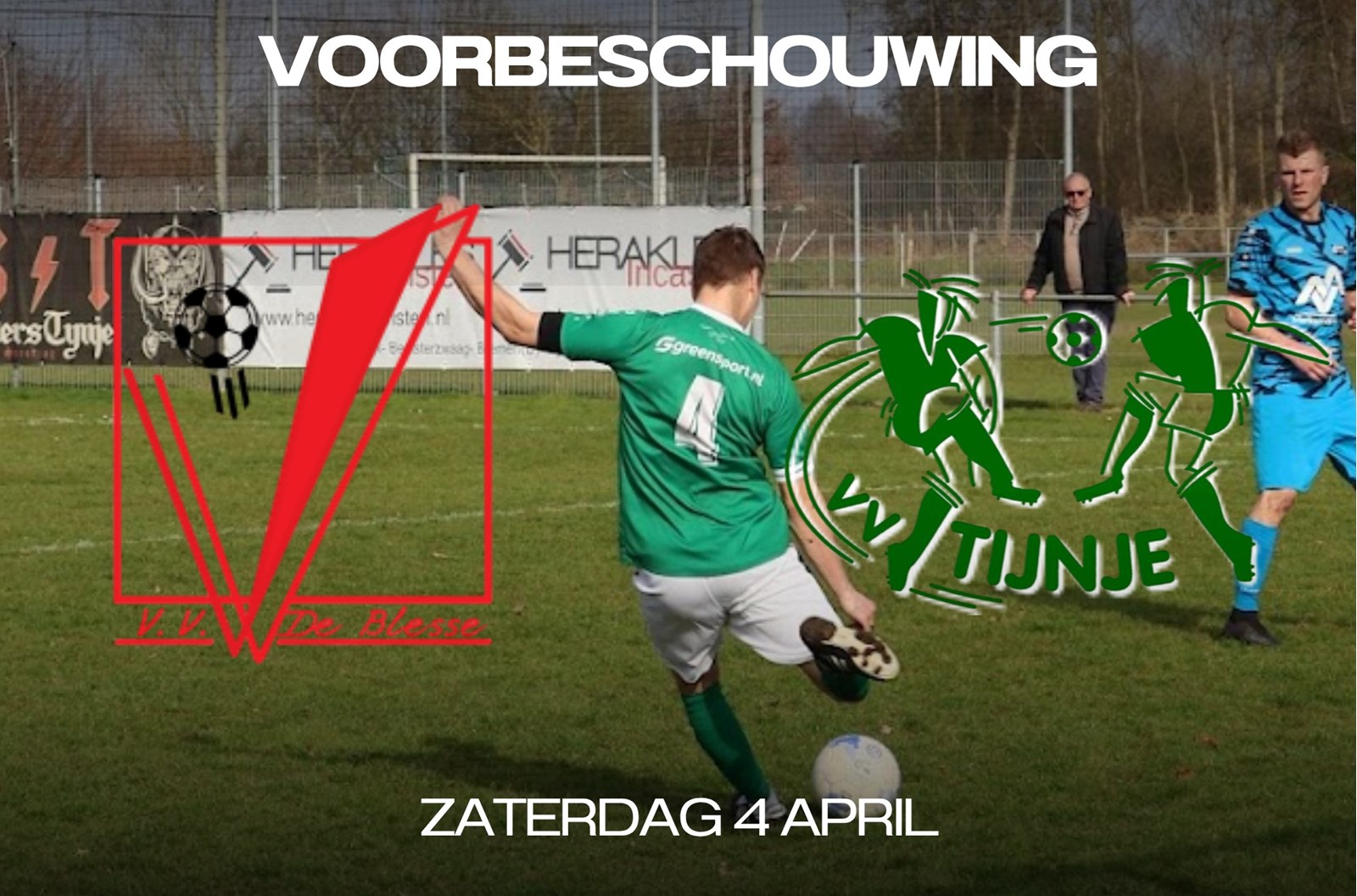 Zaterdag 4 april staat de wedstrijd tussen De Blesse en VV Tijnje op het programma